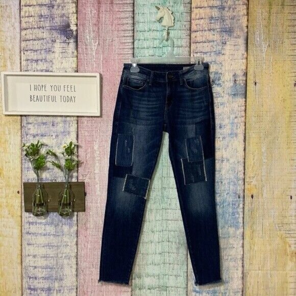 Mavi Distressed Hem Adriana Ankle Skinny Patched Super Skinny Mid Rise Jeans - Picture 4 of 7